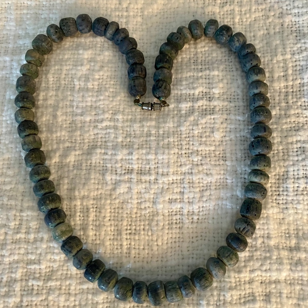 Vintage BLUE SPONGE CORAL BEADED NECKLACE- Unisex